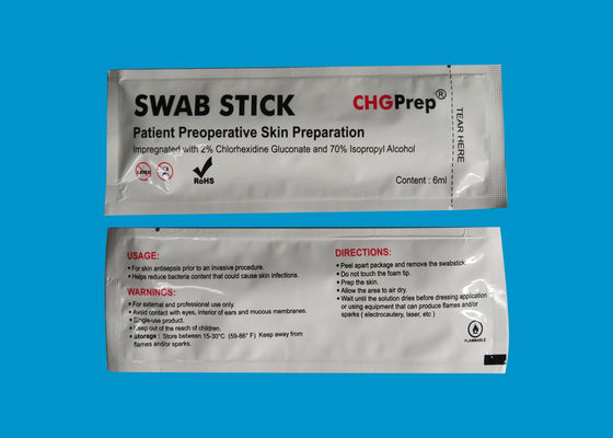 Пена стерилизации Chlorascrub медицинская CHG Swabstick ETO наклонила пробирки